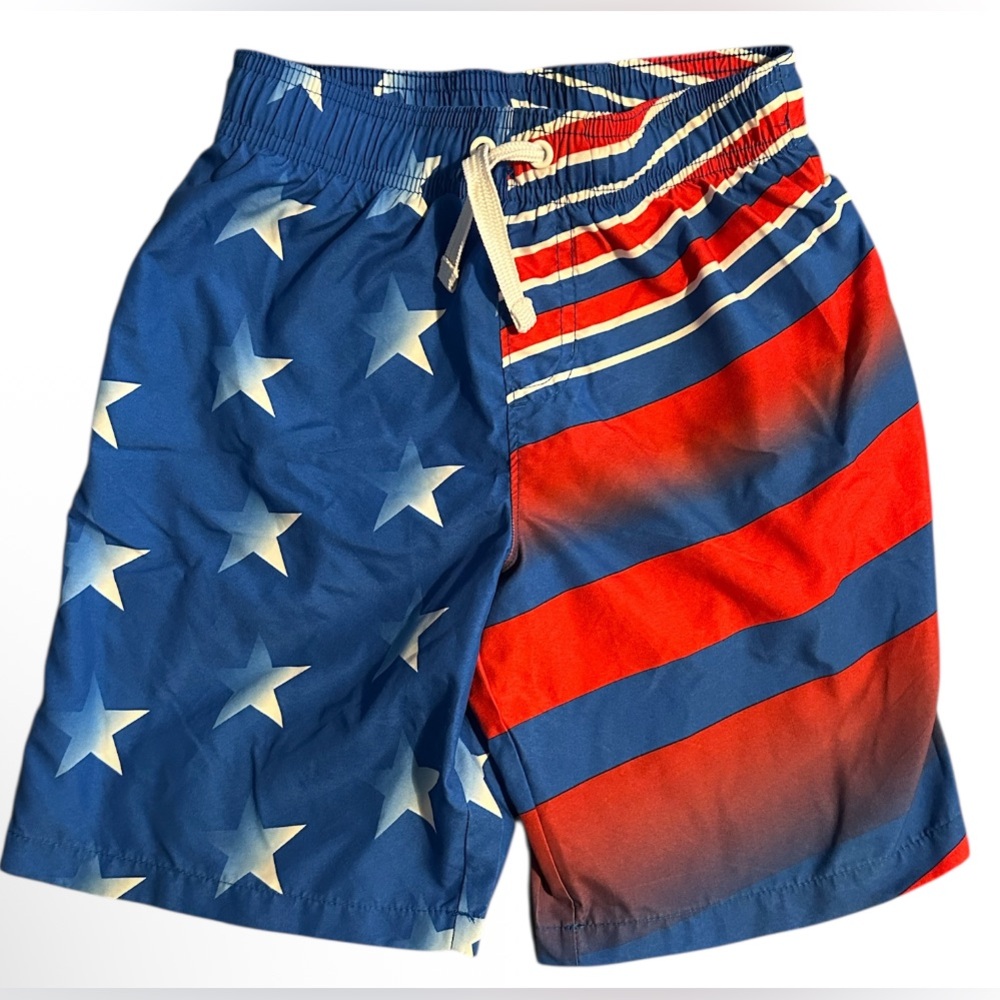 Patriotic Blue and Red Star Striped Bathing Suit
